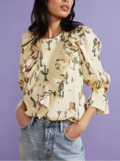 Magri Joshua Tree Print Frill Top -New Modern Dress Sales magri joshua tree print frill top by kitri studio 28607883247667