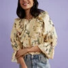 Magri Joshua Tree Print Frill Top