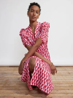 Maguire Pink Tile Print Midi Dress -New Modern Dress Sales maguire pink tile print midi dress by kitri studio 29131360141363