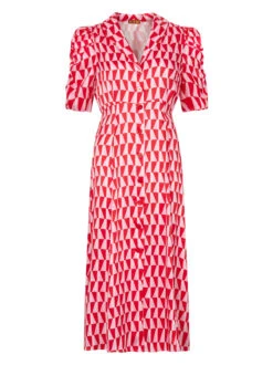 Maguire Pink Tile Print Midi Dress -New Modern Dress Sales maguire pink tile print midi dress by kitri studio 29131360305203