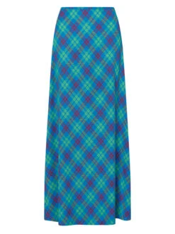 Mali Blue Check Maxi Skirt -New Modern Dress Sales mali blue check maxi skirt by kitri studio 42063903392044