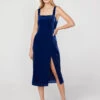 Mara Navy Velvet Midi Dress