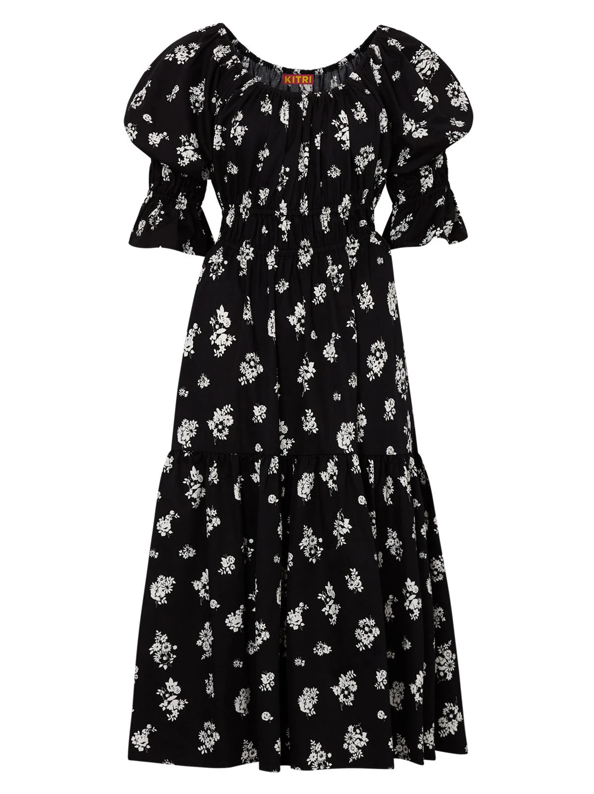 Margot Black Mono Floral Midi Dress 5 Margot Black Mono Floral Midi Dress - Image 5