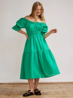 Margot Green Midi Dress