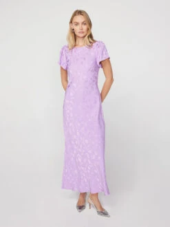 Marie Lilac Tulip Jacquard Maxi Dress