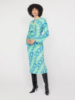 Marlena Blue Snake Print Dress