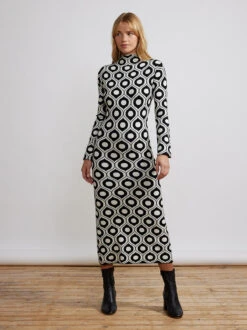 Marlowe Black Wallpaper Print Knit Dress