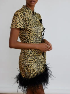 Mimi Cheetah Print Feather Mini Dress -New Modern Dress Sales mimi cheetah print feather mini dress by kitri studio 29471672238131