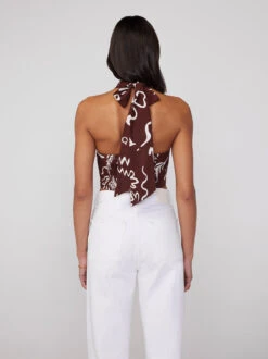 Misha Coco Palm Print Halter Top -New Modern Dress Sales misha coco palm print halter top by kitri studio 41168289104172