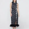 Myla Black Polka Dot Feather Dress
