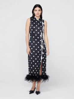 Myla Black Polka Dot Feather Dress