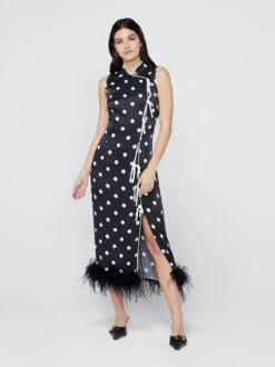 Myla Black Polka Dot Feather Dress -New Modern Dress Sales myla black polka dot feather dress by kitri studio 41905985683756