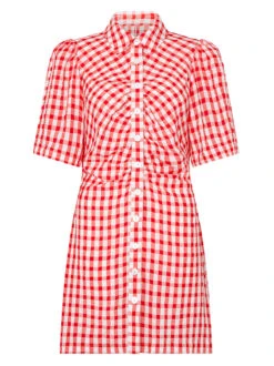 Nellie Red Gingham Mini Shirt Dress -New Modern Dress Sales nellie red gingham mini shirt dress by kitri studio 40741417582892