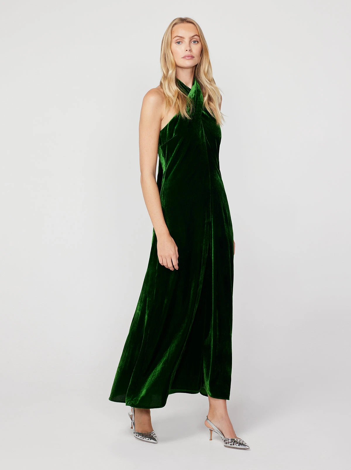Neve Green Velvet Halter Dress 1 Neve Green Velvet Halter Dress
