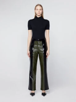 Peyton Olive And Black Vinyl Trousers -New Modern Dress Sales peyton olive and black vinyl trousers by kitri studio 41895007617324