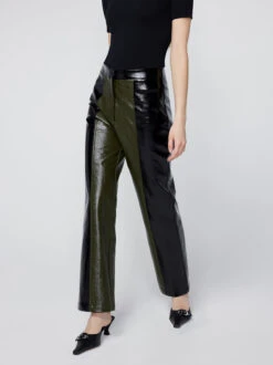 Peyton Olive And Black Vinyl Trousers -New Modern Dress Sales peyton olive and black vinyl trousers by kitri studio 41895007650092