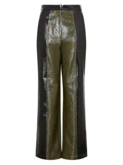Peyton Olive And Black Vinyl Trousers -New Modern Dress Sales peyton olive and black vinyl trousers by kitri studio 41895013712172