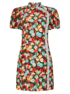 Philippa Blue Impressionist Floral Print Mini Dress -New Modern Dress Sales philippa blue impressionist floral print mini dress by kitri studio 43054655471916