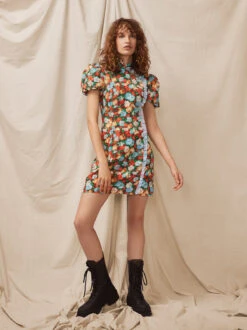 Philippa Blue Impressionist Floral Print Mini Dress -New Modern Dress Sales philippa blue impressionist floral print mini dress by kitri studio 44414998053164