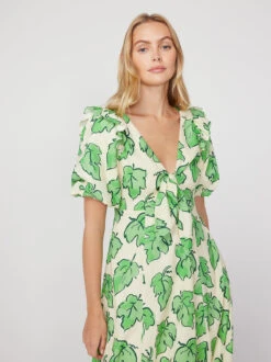 Pia Green Vine Leaf Tie Front Dress -New Modern Dress Sales pia green vine leaf tie front dress by kitri studio 44127809798444