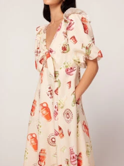 Pia Ivory Pottery Print Midi Dress -New Modern Dress Sales pia ivory pottery print midi dress by kitri studio 44961588937004