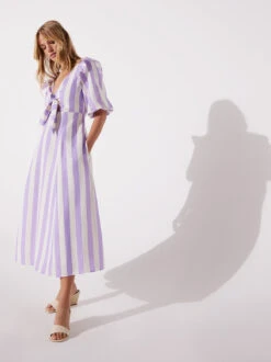 Pia Lilac Stripe Tie Front Dress -New Modern Dress Sales pia lilac stripe tie front dress by kitri studio 41268736753964