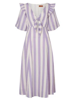 Pia Lilac Stripe Tie Front Dress -New Modern Dress Sales pia lilac stripe tie front dress by kitri studio 41268743504172