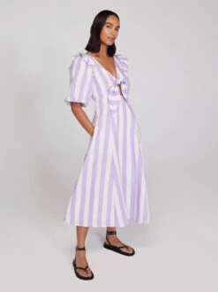 Pia Lilac Stripe Tie Front Dress -New Modern Dress Sales pia lilac stripe tie front dress by kitri studio 41268759658796