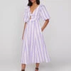Pia Lilac Stripe Tie Front Dress