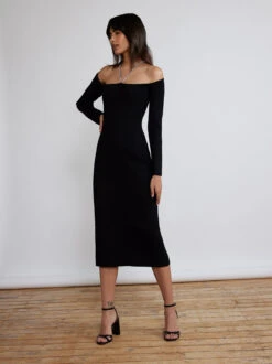 Renee Black Bardot Knit Dress