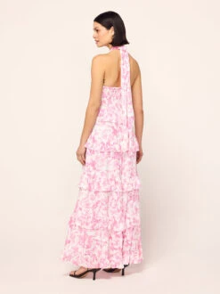 Romily Pink Pansy Print Maxi Dress -New Modern Dress Sales romily pink pansy print maxi dress by kitri studio 44354869657900