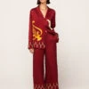 Romina Merlot Cygnus And Lyra Embroidered Trousers