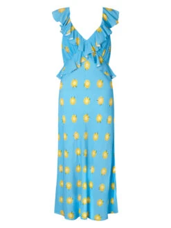 Rosemary Blue Sunflower Print Midi Dress -New Modern Dress Sales rosemary blue sunflower print midi dress by kitri studio 45101278691628