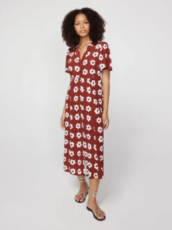 Sabina Auburn Tiled Floral Shirt Dress