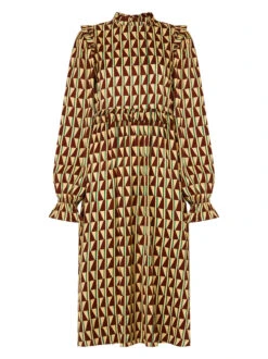 Savannah Chocolate Tile Print Midi Dress -New Modern Dress Sales savannah chocolate tile print midi dress by kitri studio 29136658169907