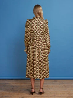 Savannah Chocolate Tile Print Midi Dress -New Modern Dress Sales savannah chocolate tile print midi dress by kitri studio 29136658300979