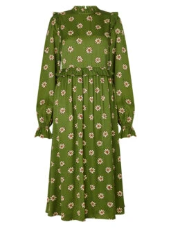 Savannah Green Retro Floral Midi Dress -New Modern Dress Sales savannah green retro floral midi dress by kitri studio 29471825788979