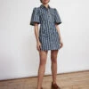 Shania Blue Stripe Cotton Canvas Mini Dress