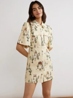 Shania Joshua Tree Print Mini Dress