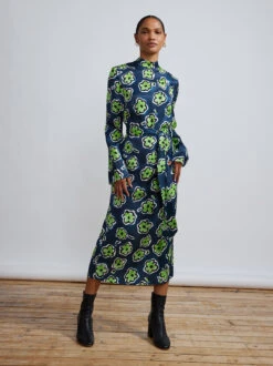 Stella Blue Painted Floral Midi Dress