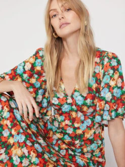 Tallulah Blue Impressionist Floral Print Maxi Dress -New Modern Dress Sales tallulah blue impressionist floral print maxi dress by kitri studio 43054677098796