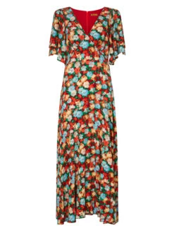 Tallulah Blue Impressionist Floral Print Maxi Dress -New Modern Dress Sales tallulah blue impressionist floral print maxi dress by kitri studio 43054681915692