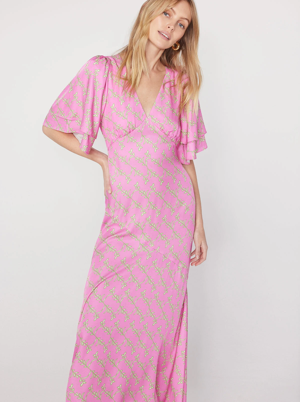 Tallulah Pink Foliage Print Maxi Dress 3 Tallulah Pink Foliage Print Maxi Dress - Image 3
