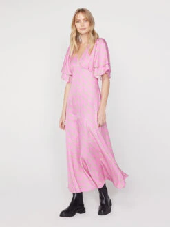 Tallulah Pink Foliage Print Maxi Dress