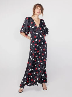 Tallulah Red Heart Print Maxi Dress -New Modern Dress Sales tallulah red heart print maxi dress by kitri studio 43334489702700