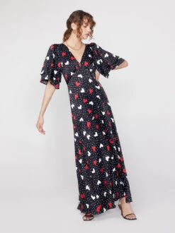Tallulah Red Heart Print Maxi Dress