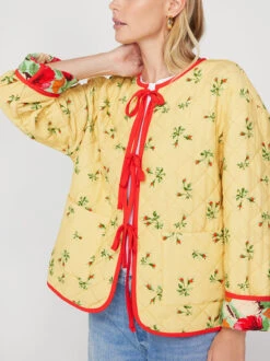 Theodora Green Garden Floral Reversible Quilted Jacket -New Modern Dress Sales theodora green garden floral reversible quilted jacket by kitri studio 43897022218540