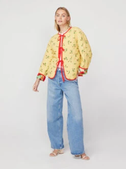 Theodora Green Garden Floral Reversible Quilted Jacket -New Modern Dress Sales theodora green garden floral reversible quilted jacket by kitri studio 43897022382380