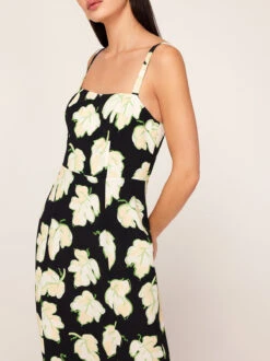 Ursula Black Vine Leaf Midi Dress -New Modern Dress Sales ursula black vine leaf midi dress by kitri studio 44129469792556