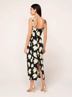 Ursula Black Vine Leaf Midi Dress -New Modern Dress Sales ursula black vine leaf midi dress by kitri studio 44129469858092